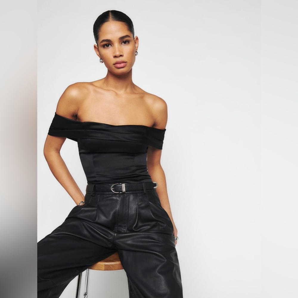 Reformation Black Off-Shoulder Blouse